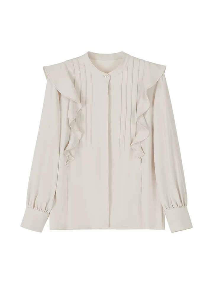 Pin Tuck Ruffle Blouse