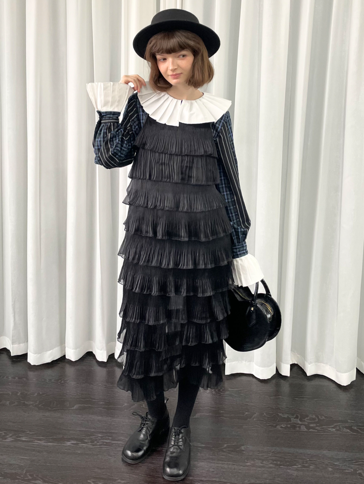 【Loose Smell】Layered Pleated Frill Dress