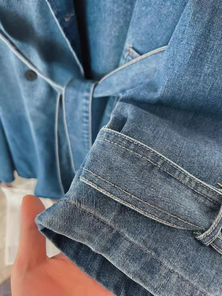 Relaxed Denim Trench Coat
