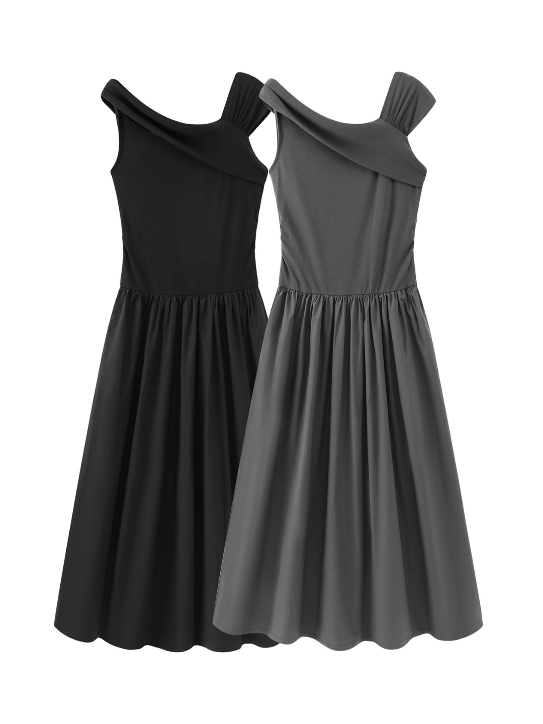 Draped Neck Flare Dress