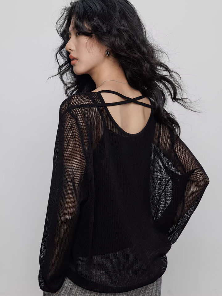 〈Pre order〉Back Cross Sheer Knit Set