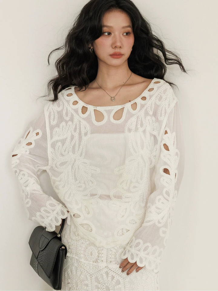 Loop Lace Sheer Blouse