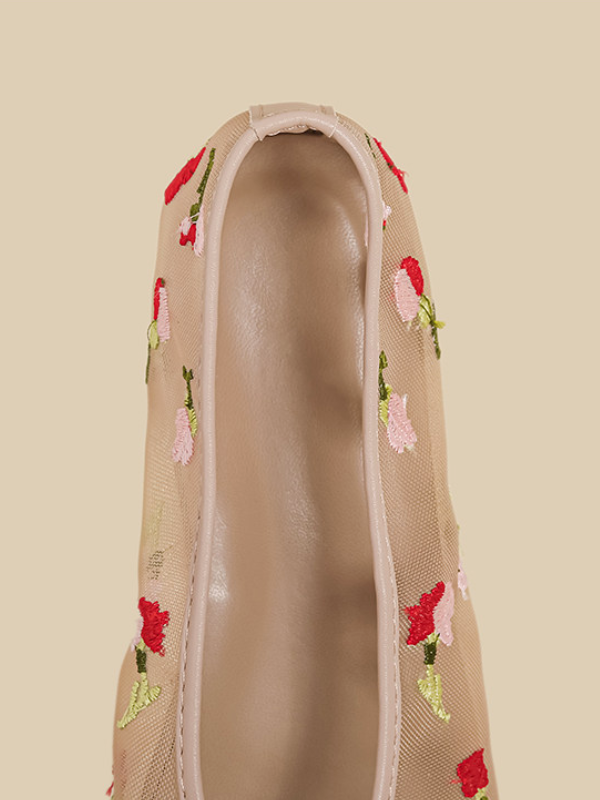 Floral Embroidery Mesh Flats
