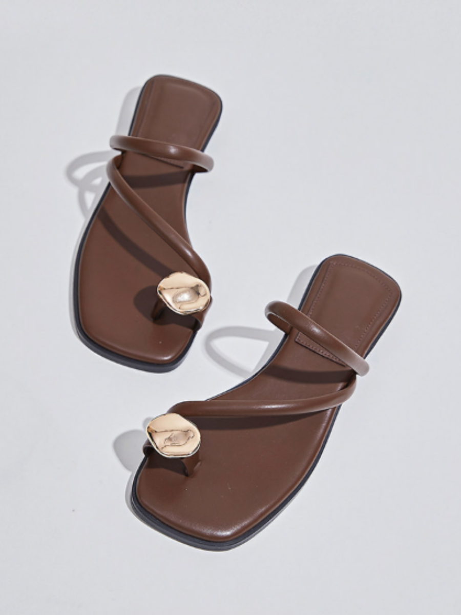 Molten Gold Flat Sandals
