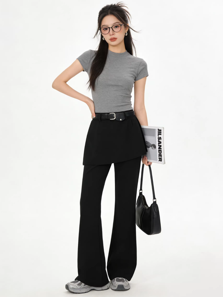 Layered Skirt Flare Pants