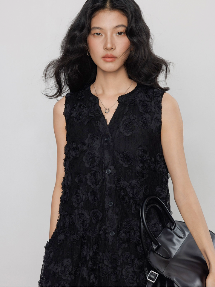 〈Pre order〉Noir Flower Lace Dress