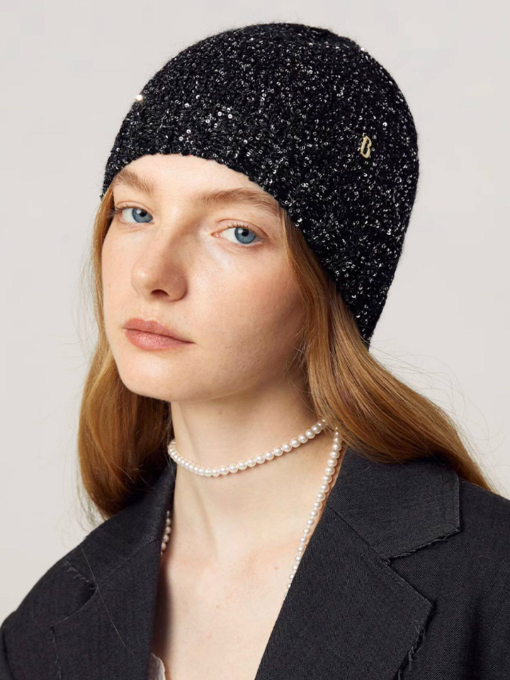 Midnight Sparkle Knit Beanie