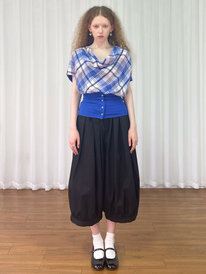 【Loose Smell】Draped Check Top