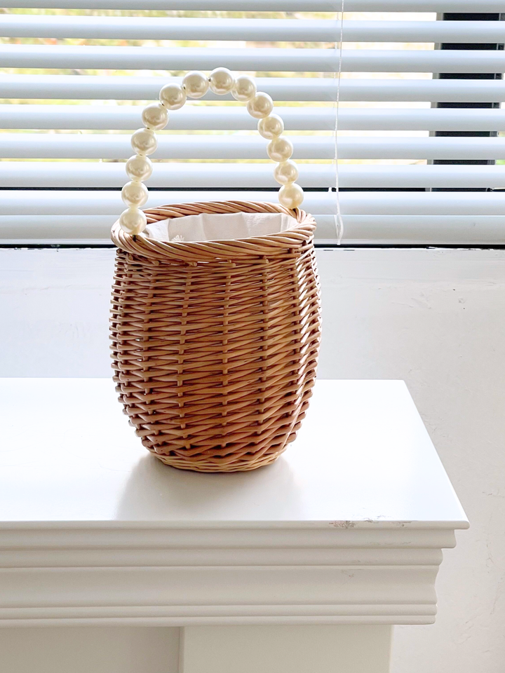 Pearl Handle Basket Bag