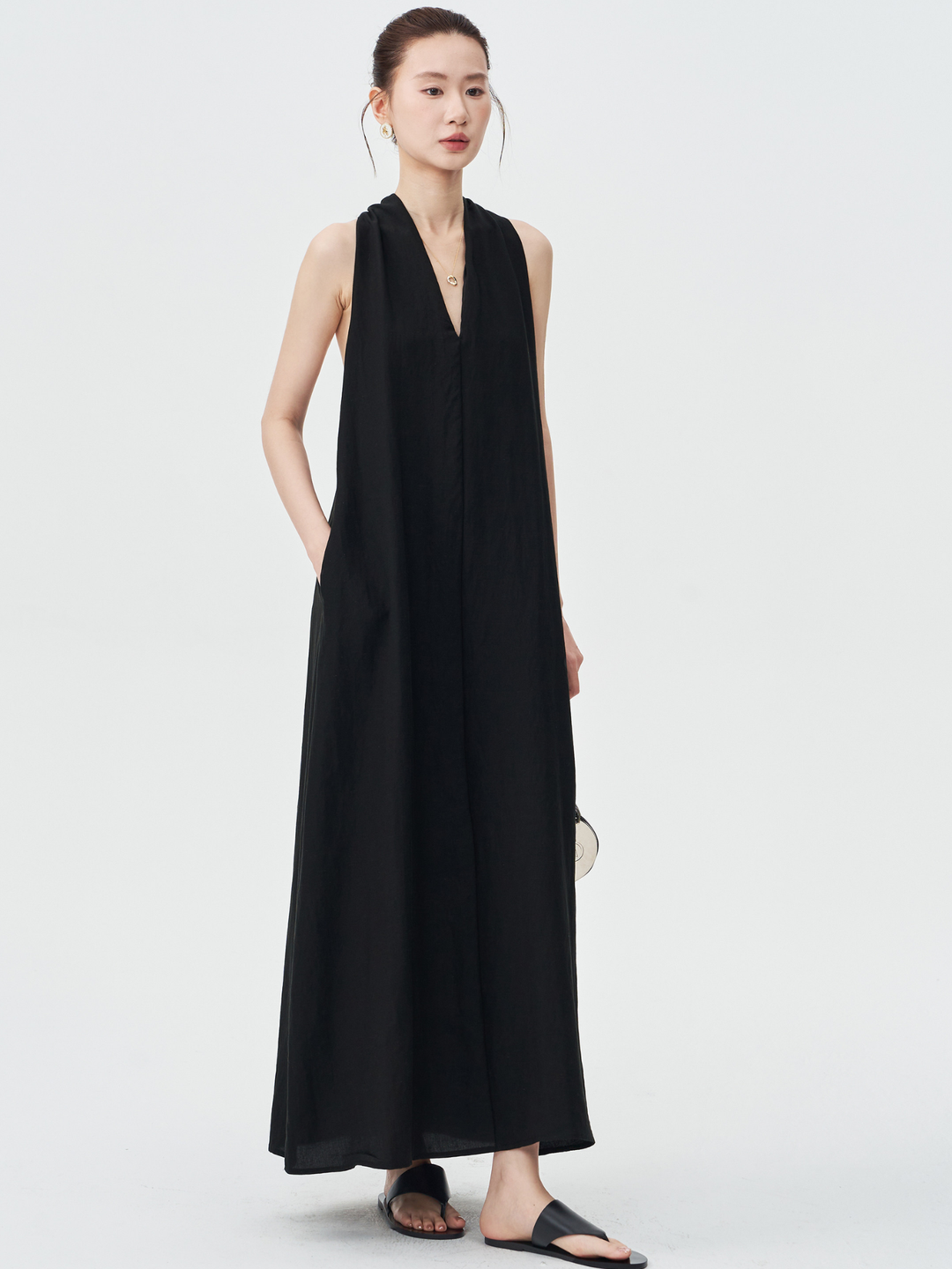 Twist Back Halter Neck Maxi Dress