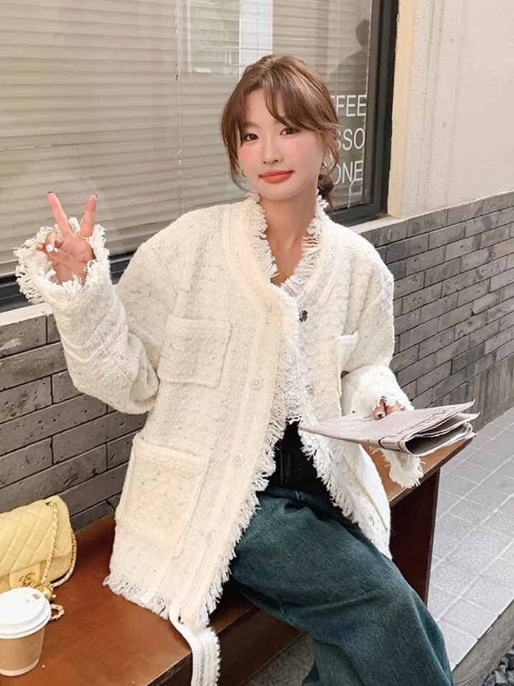 Soft Fringe Tweed Jacket
