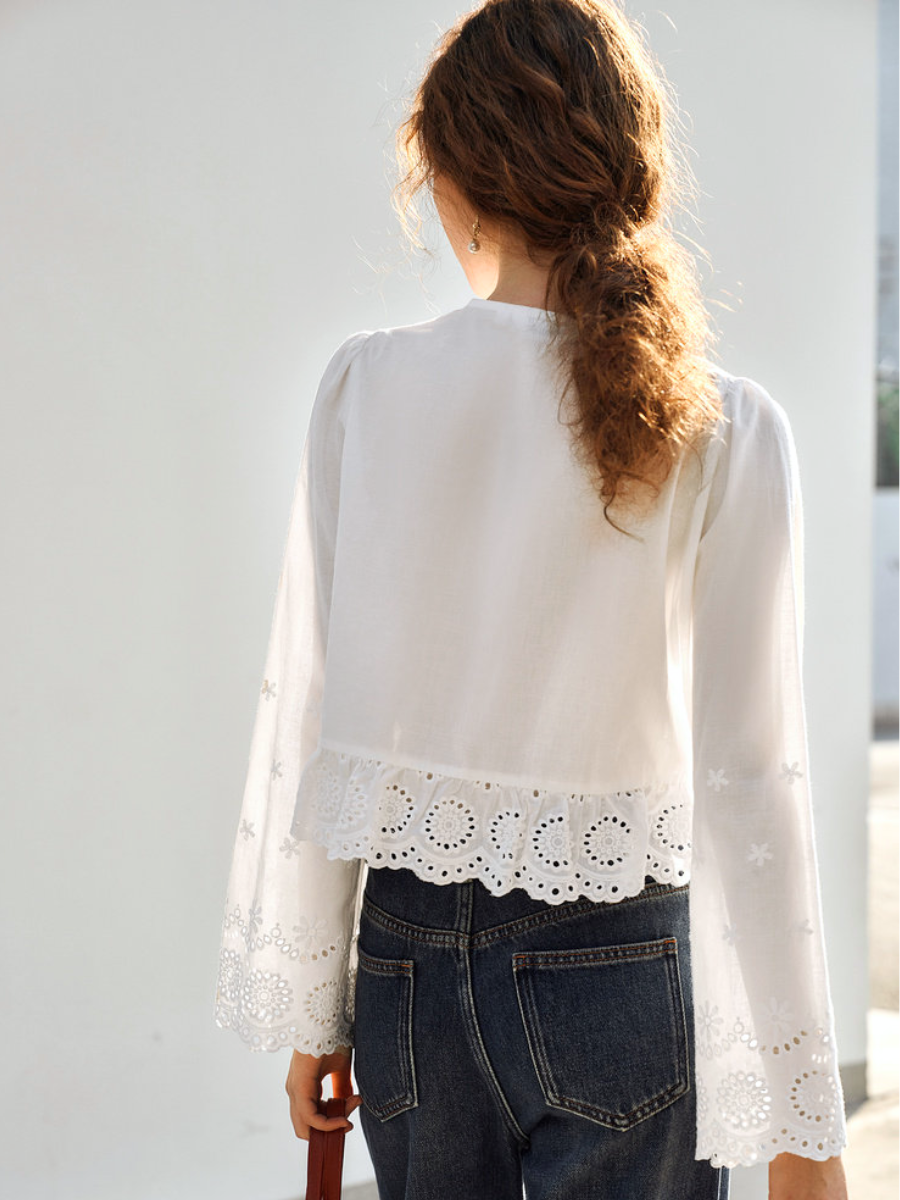 Fleur Eyelet Peplum Blouse