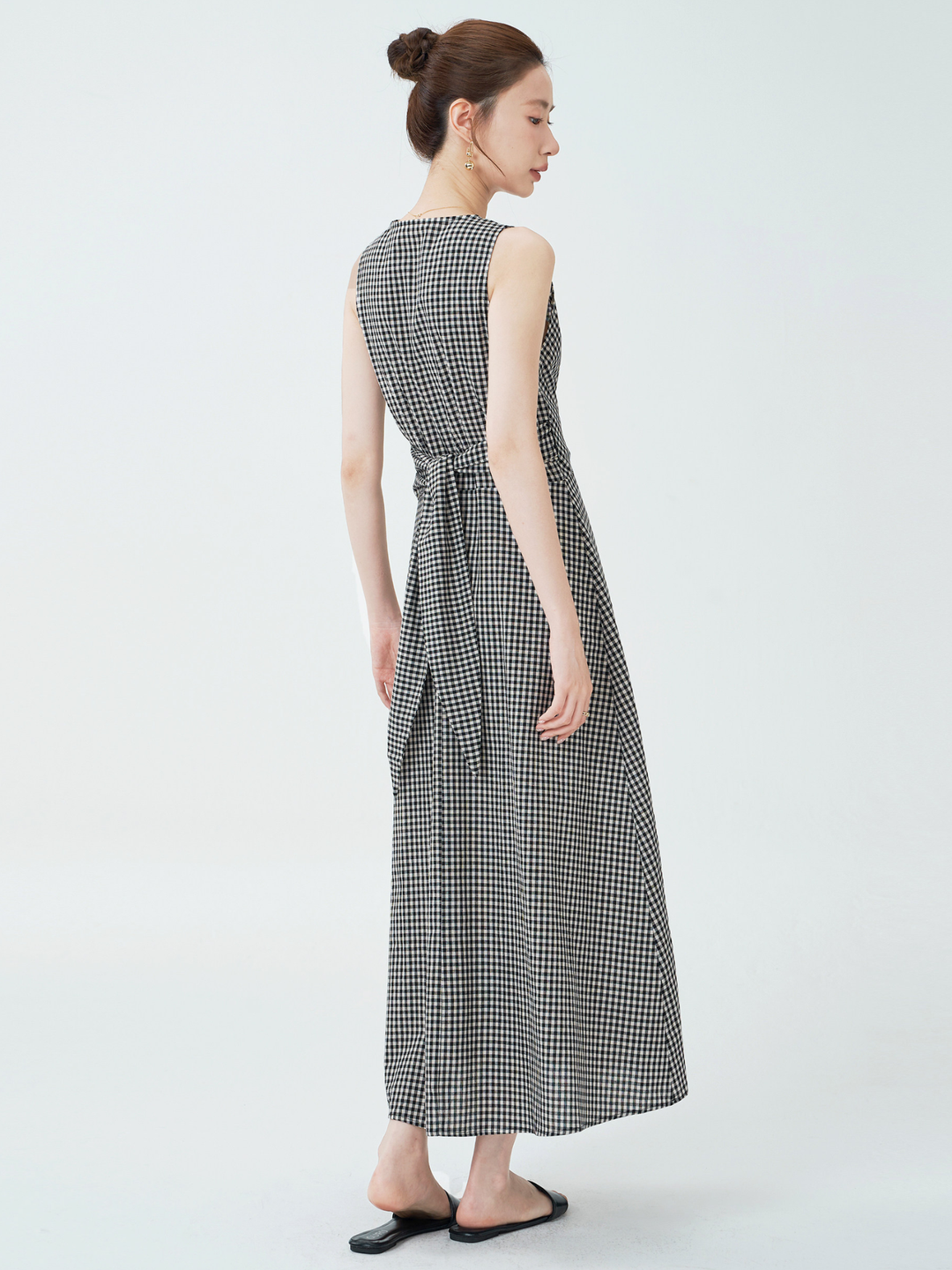 Gingham Wrap Flare Dress