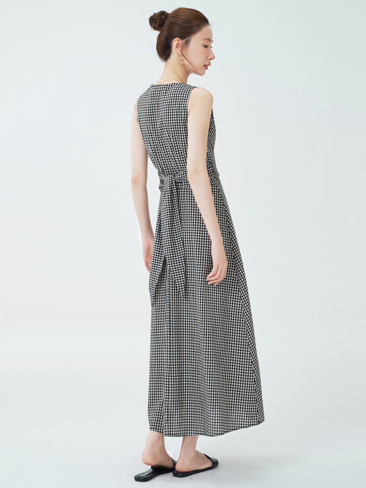 Gingham Wrap Flare Dress