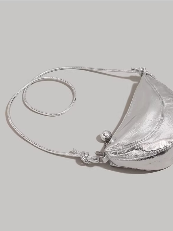 Metallic Crescent Charm Bag
