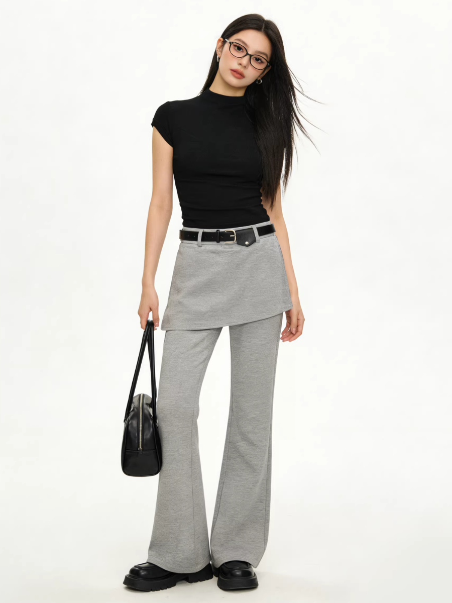 Layered Skirt Flare Pants