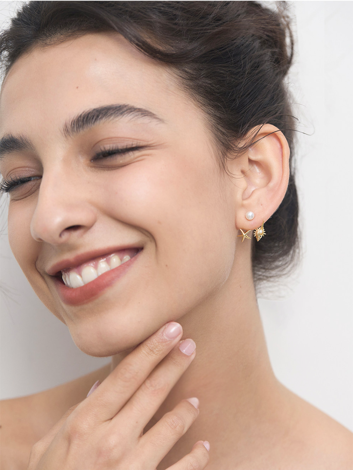 【EGO ACC】Starfish & Shell Pearl Earrings