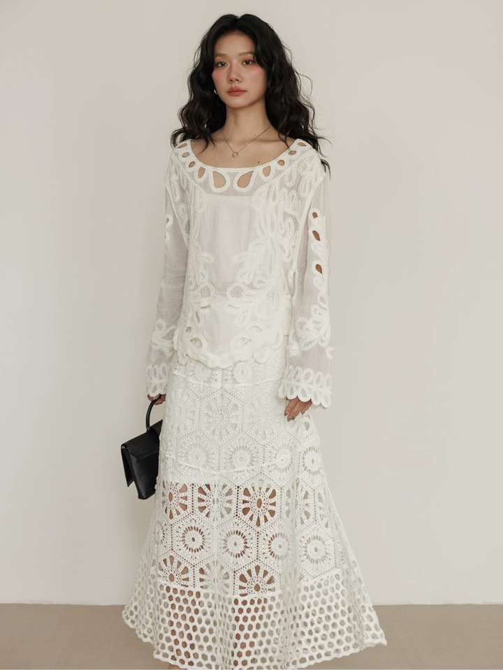 Loop Lace Sheer Blouse