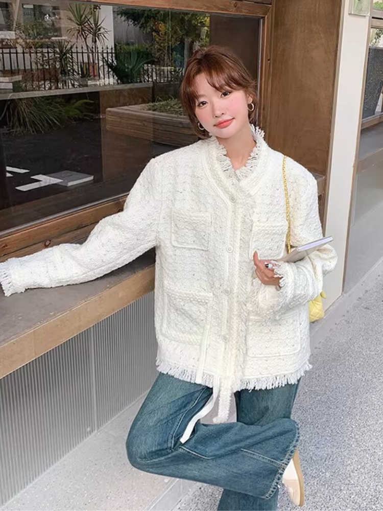 Soft Fringe Tweed Jacket