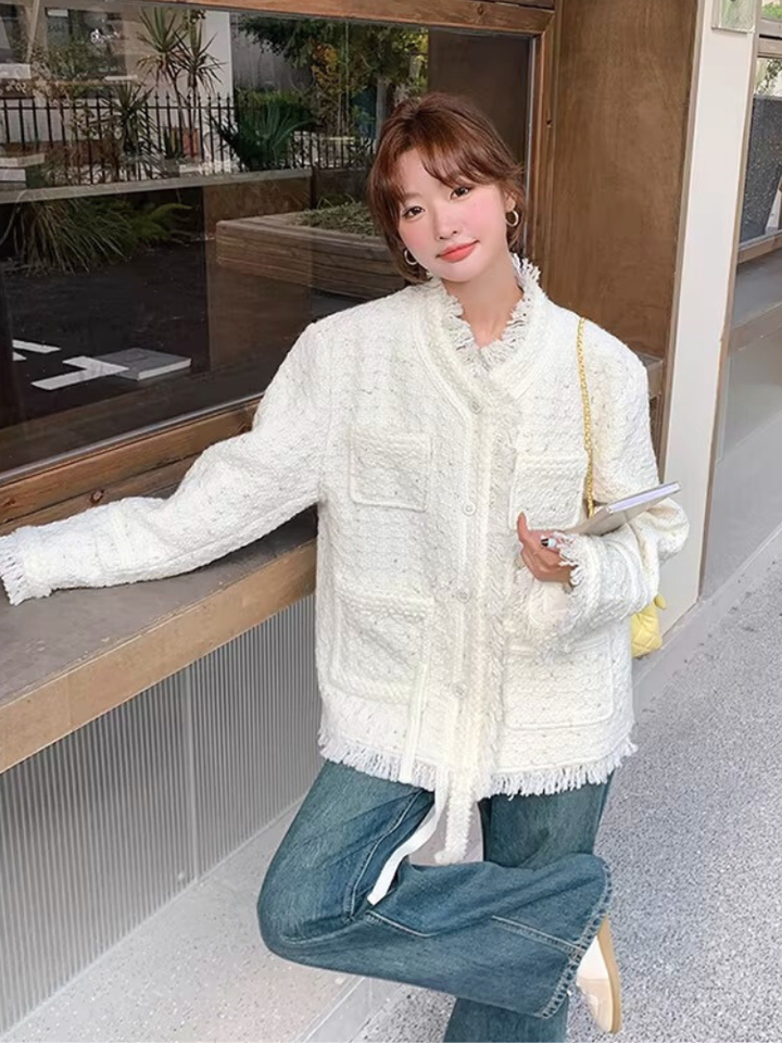 Soft Fringe Tweed Jacket