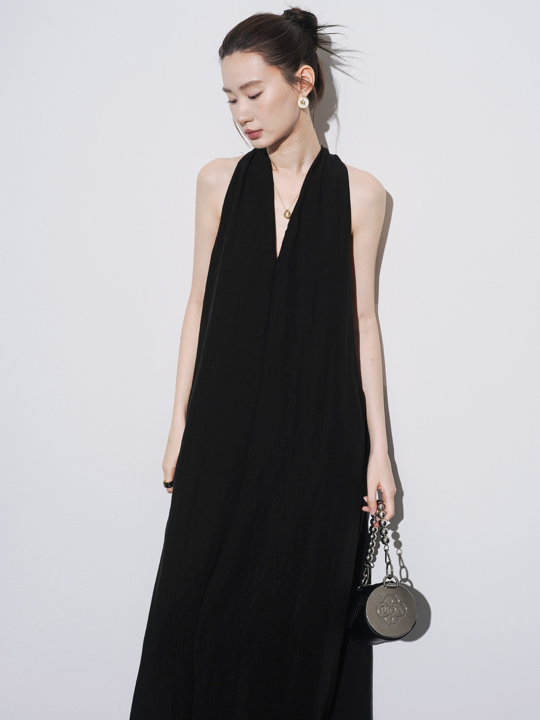 Twist Back Halter Neck Maxi Dress