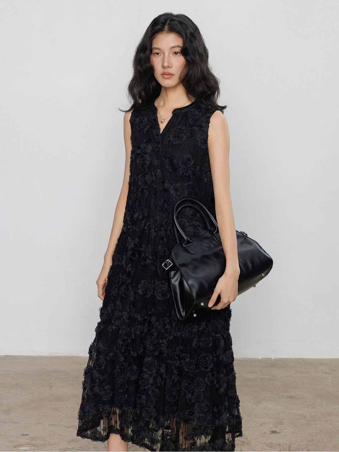 〈Pre order〉Noir Flower Lace Dress