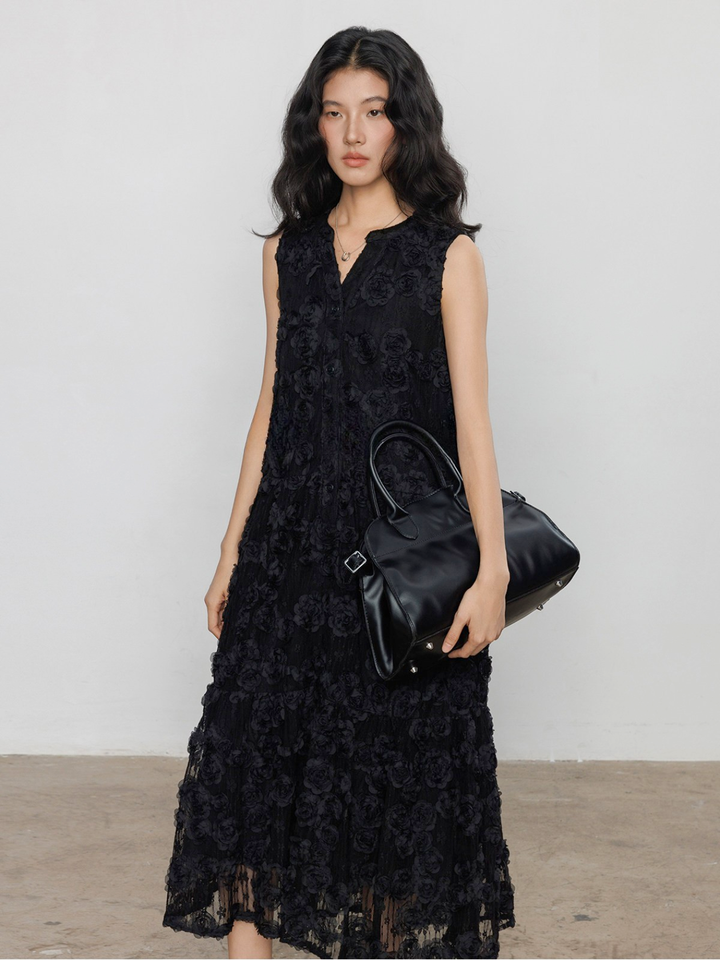 〈Pre order〉Noir Flower Lace Dress