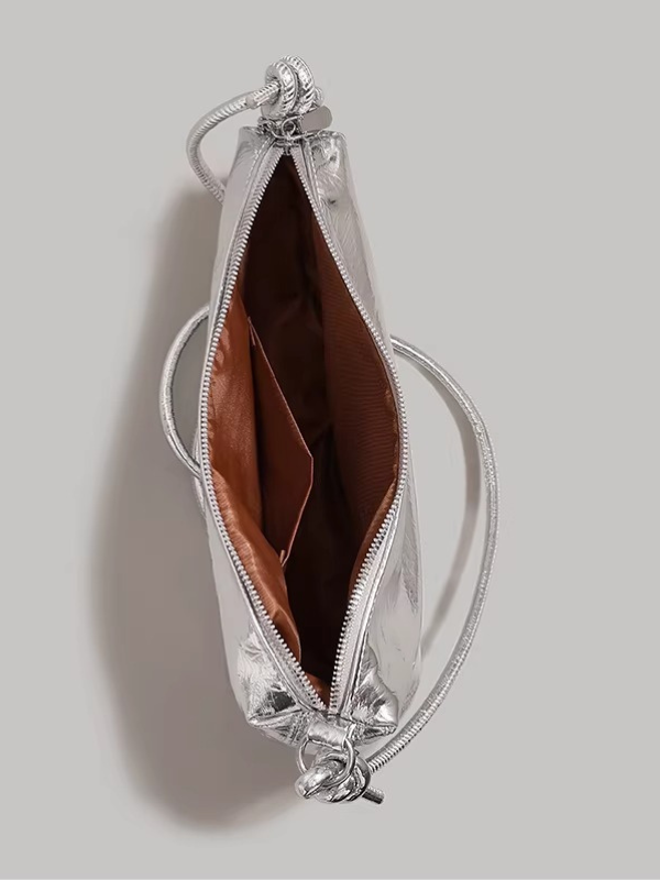 Metallic Crescent Charm Bag