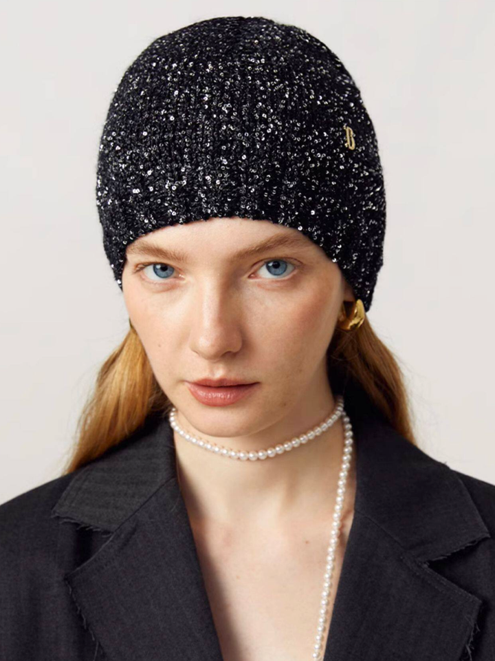 Midnight Sparkle Knit Beanie