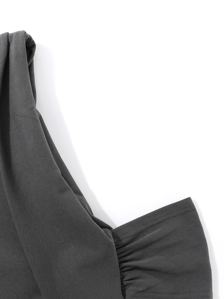 Draped Neck Flare Dress