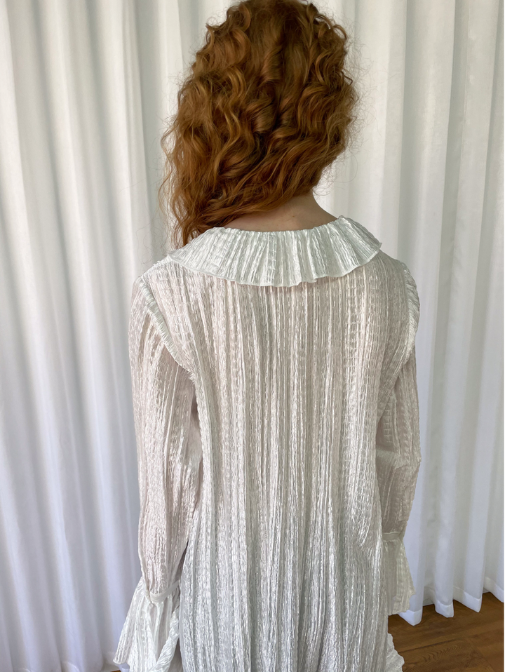 【Loose Smell】Pleated Ruffle Long Blouse
