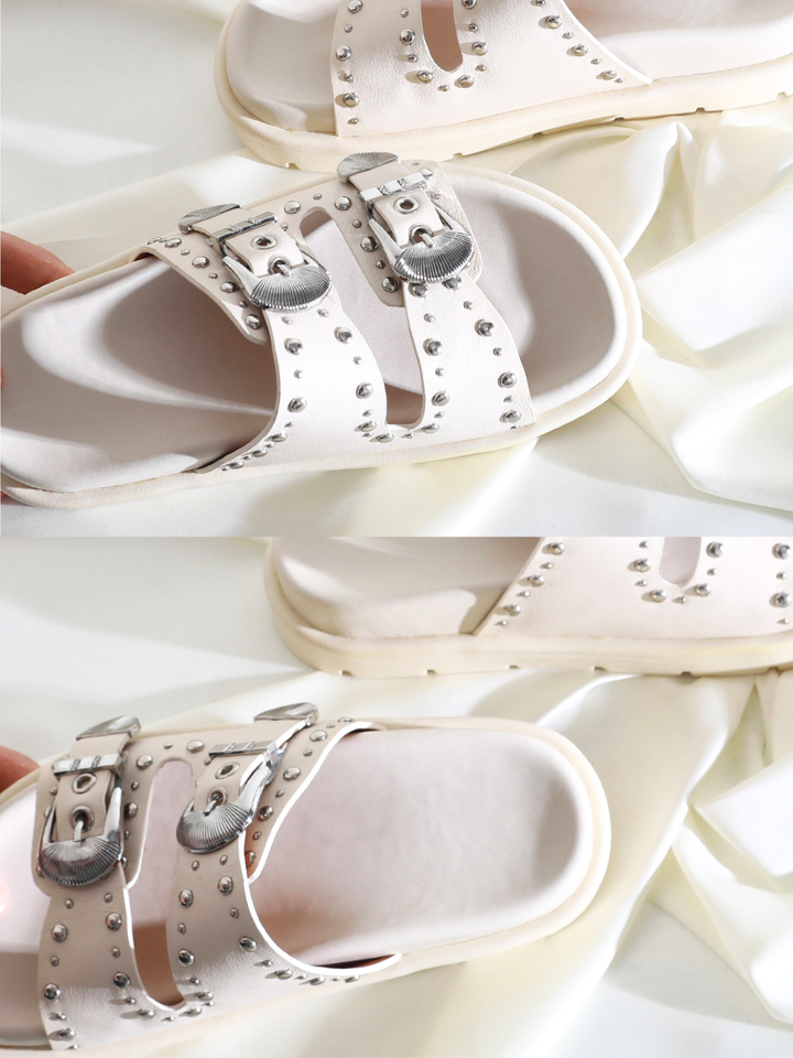 Concho Stud Double Strap Sandals