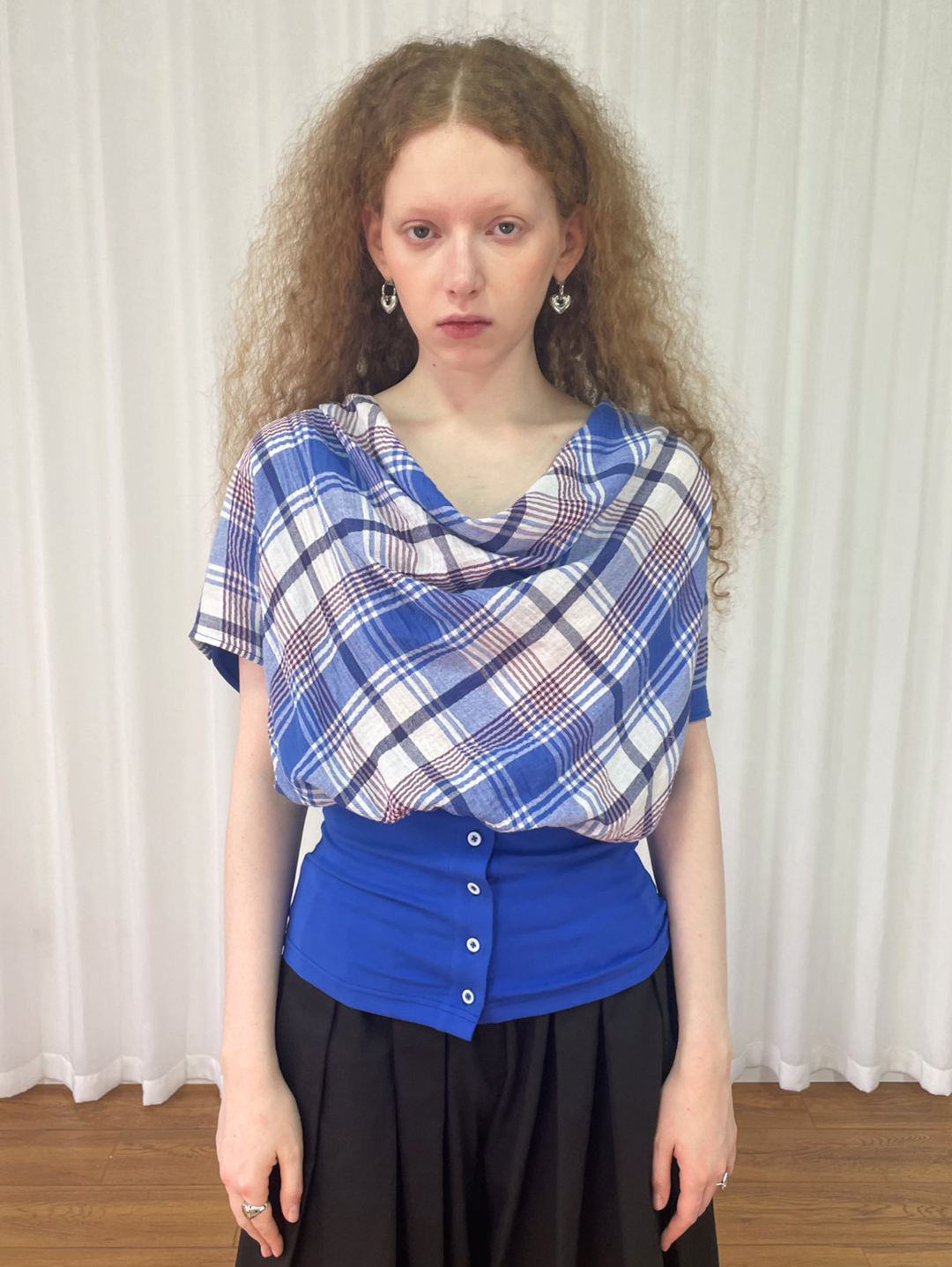 【Loose Smell】Draped Check Top