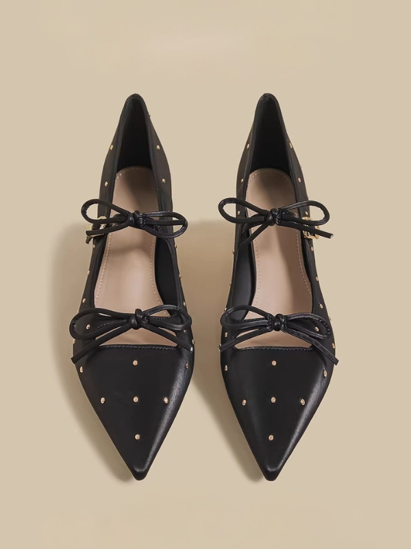 Studded Ribbon Strap Pumps