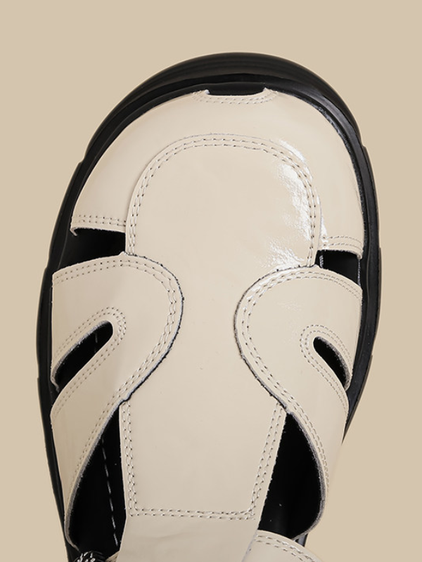 Patent Buckle Platform Sandals