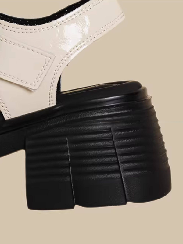 Patent Buckle Platform Sandals