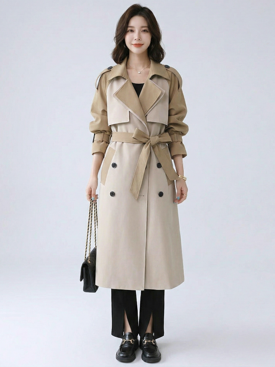 Bi-Color Structured Trench Coat