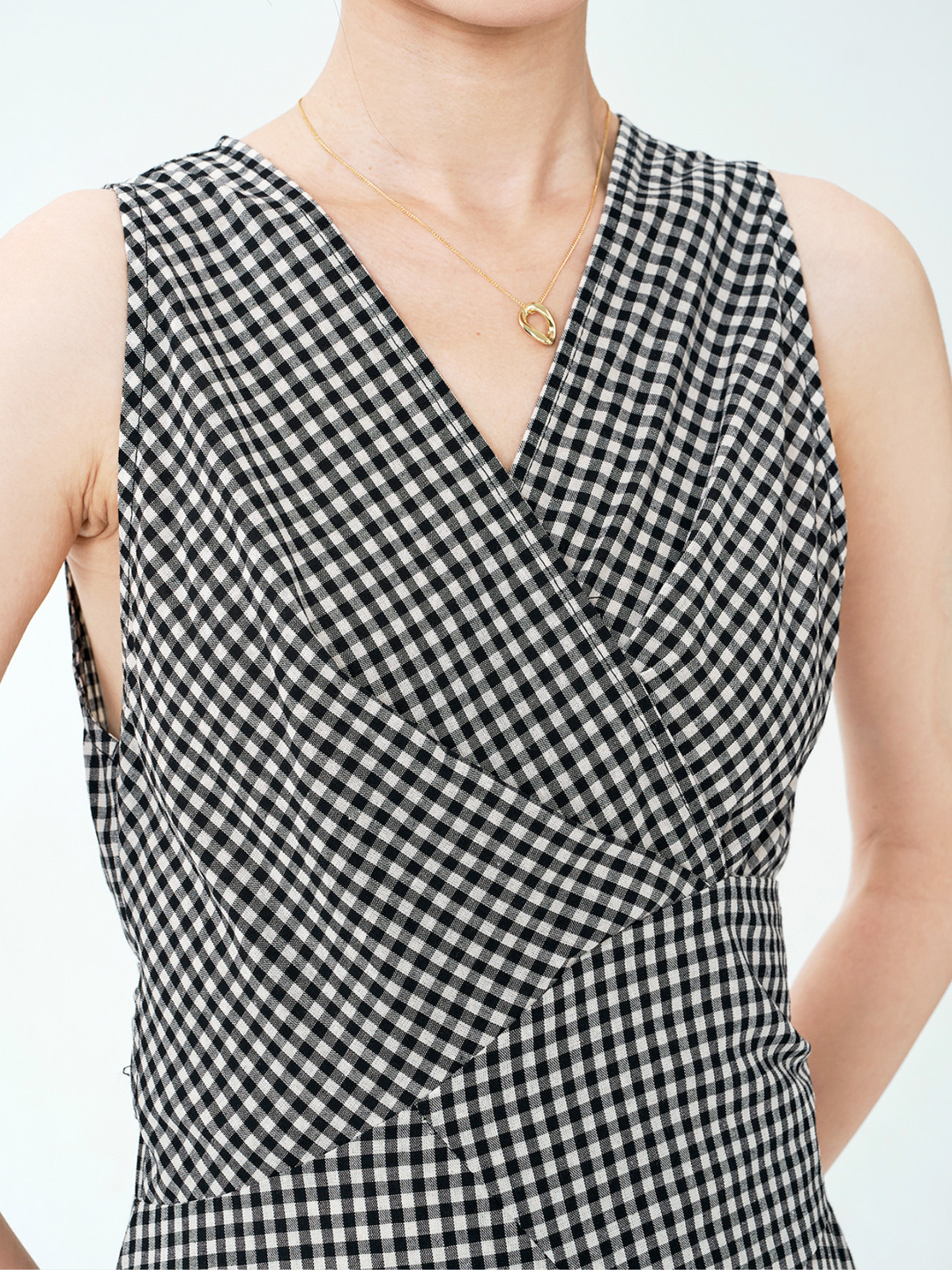 Gingham Wrap Flare Dress