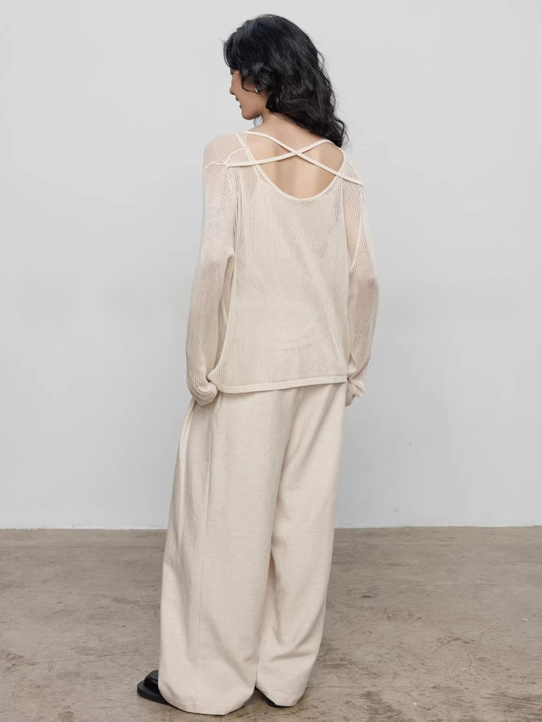 〈Pre order〉Back Cross Sheer Knit Set