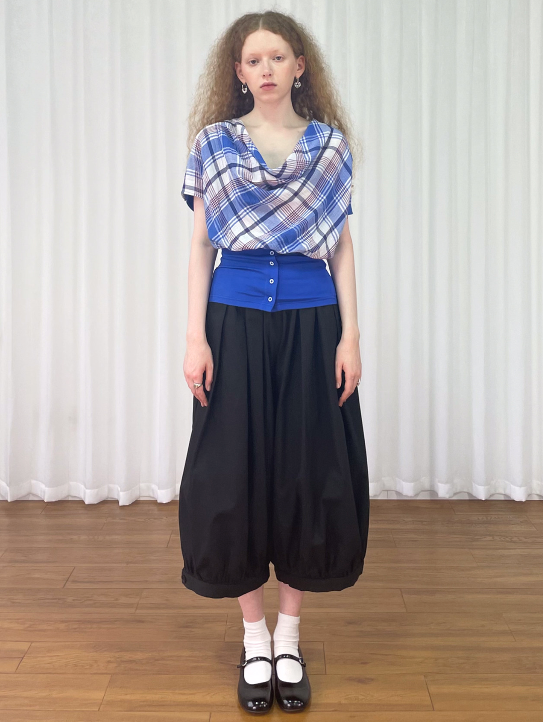 【Loose Smell】Draped Check Top