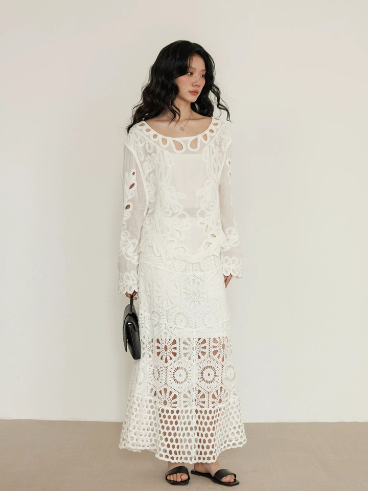 Loop Lace Sheer Blouse