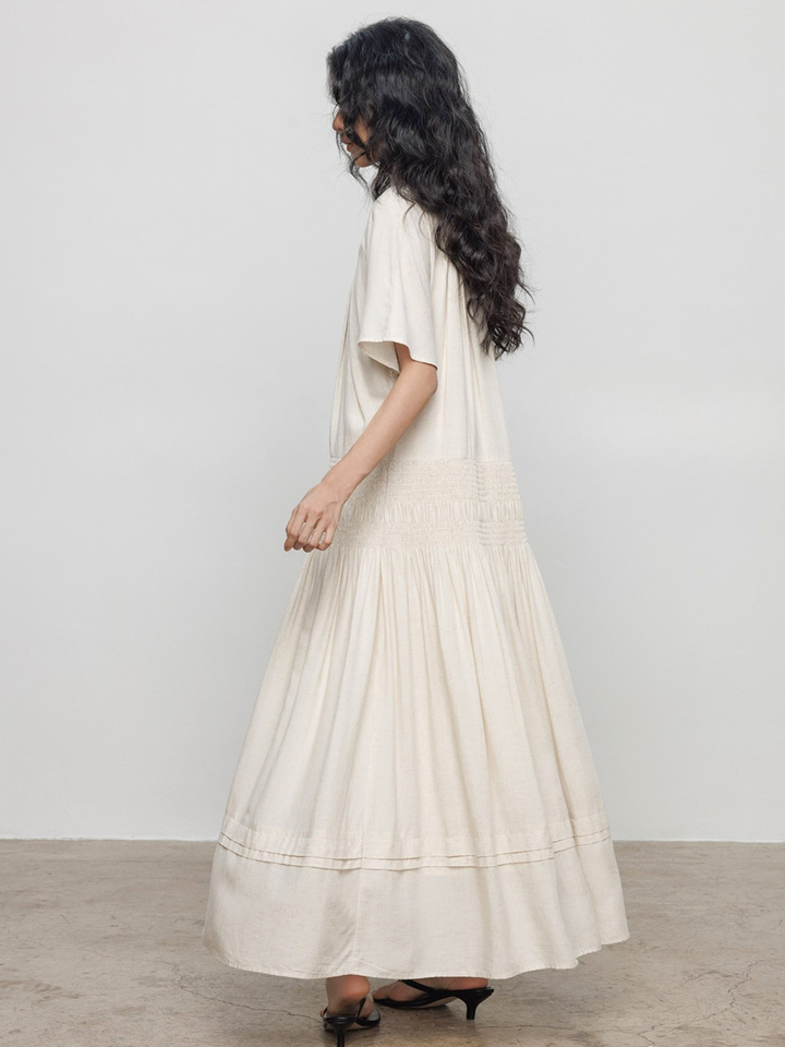 Keyhole Shirring Maxi Dress