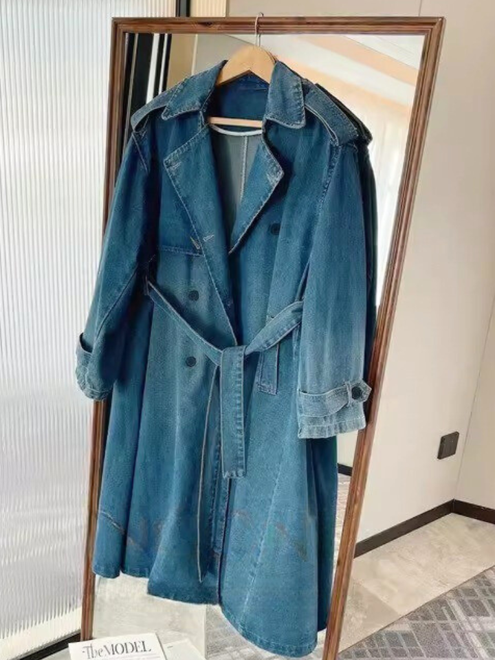 Relaxed Denim Trench Coat