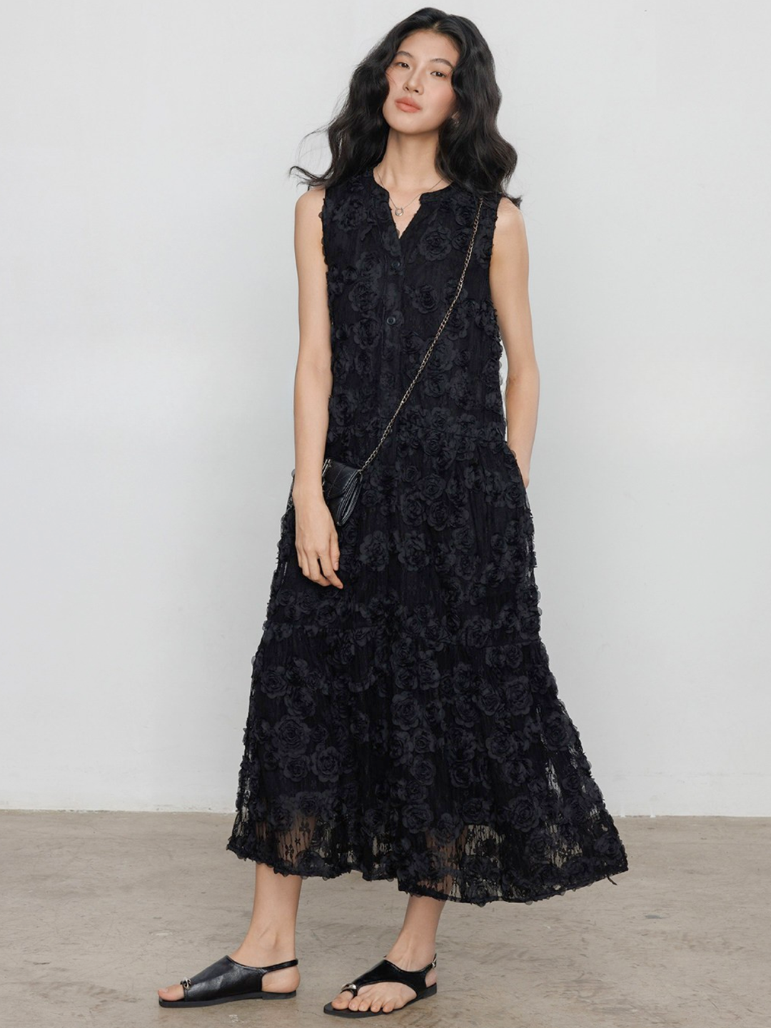 〈Pre order〉Noir Flower Lace Dress