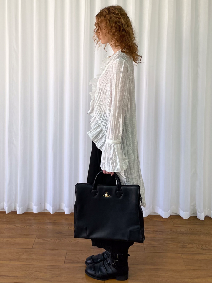 【Loose Smell】Pleated Ruffle Long Blouse