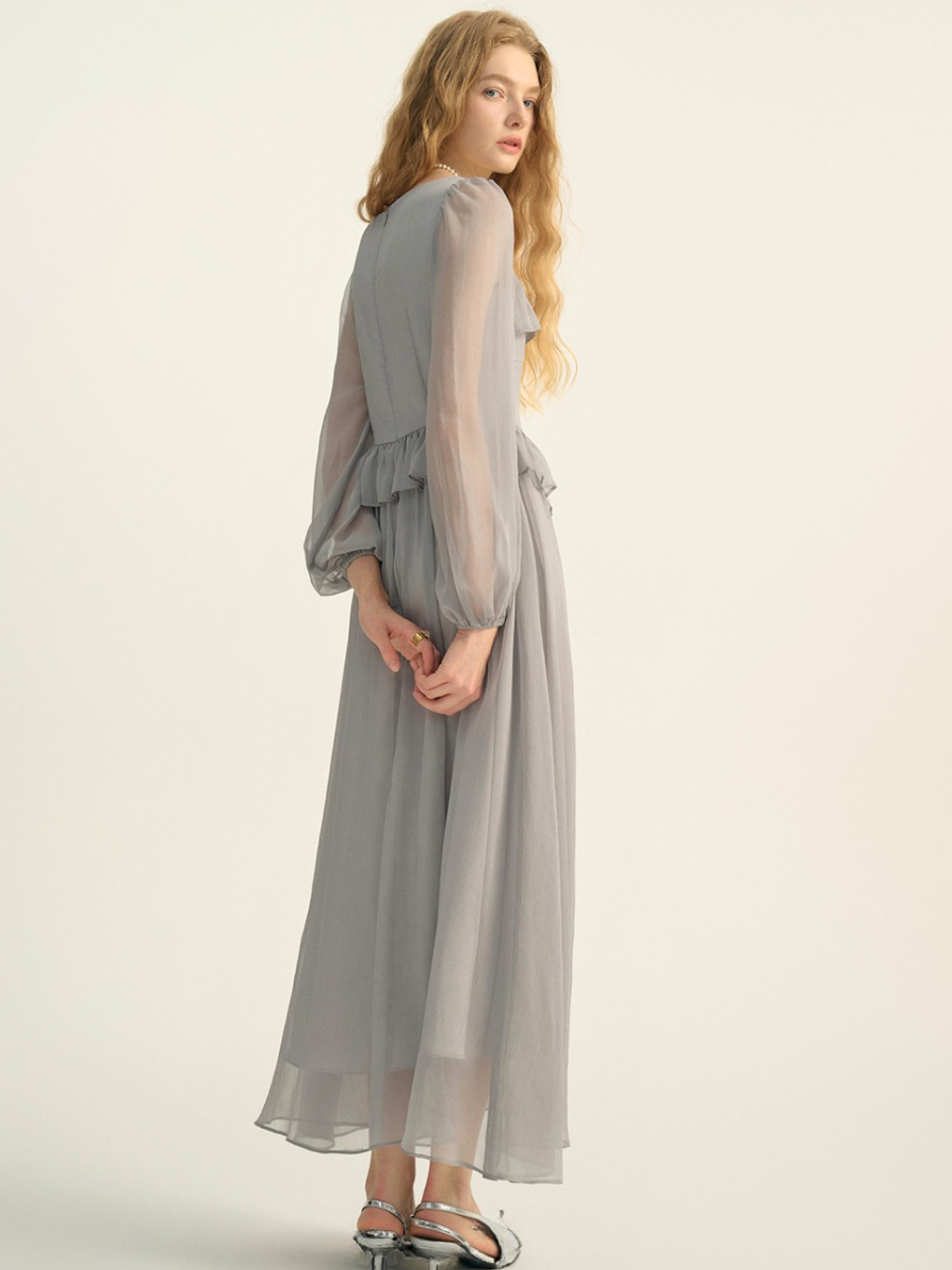 Sheer Ribbon Frill Dress