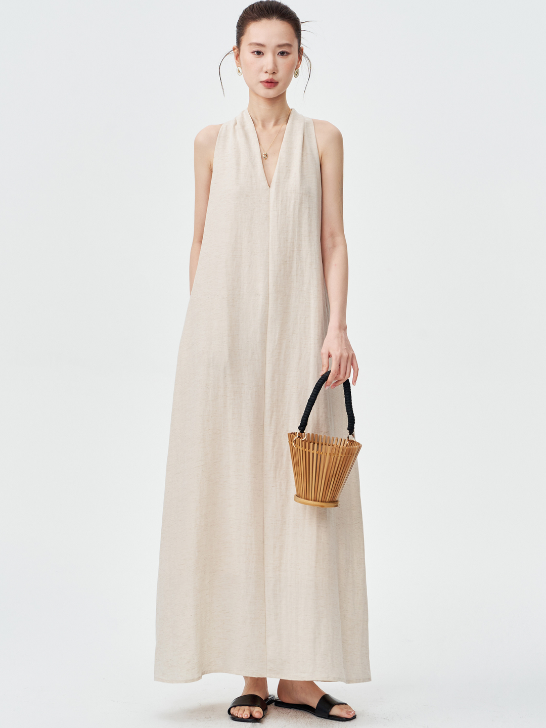 Twist Back Halter Neck Maxi Dress