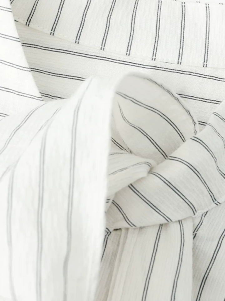Asymmetric Tie Stripe Blouse