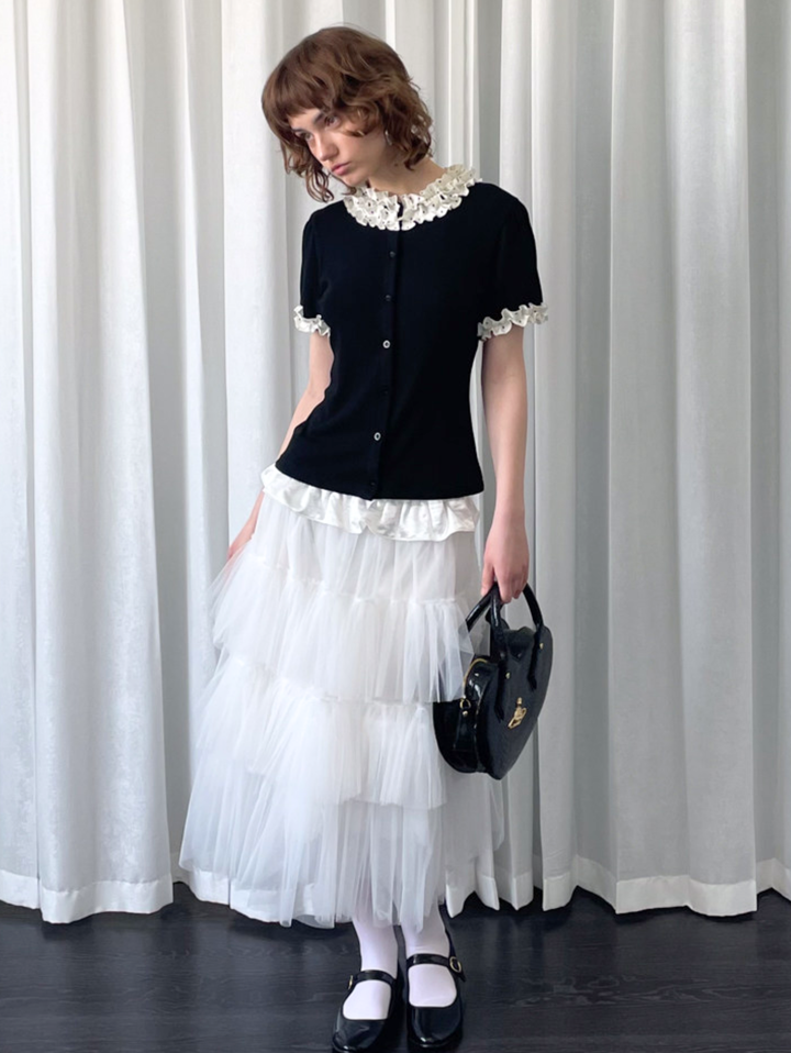 〈Pre Order〉【Loose Smell】Dot Frill Rib Top