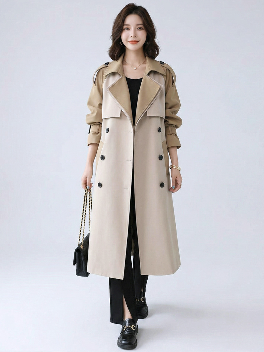 Bi-Color Structured Trench Coat